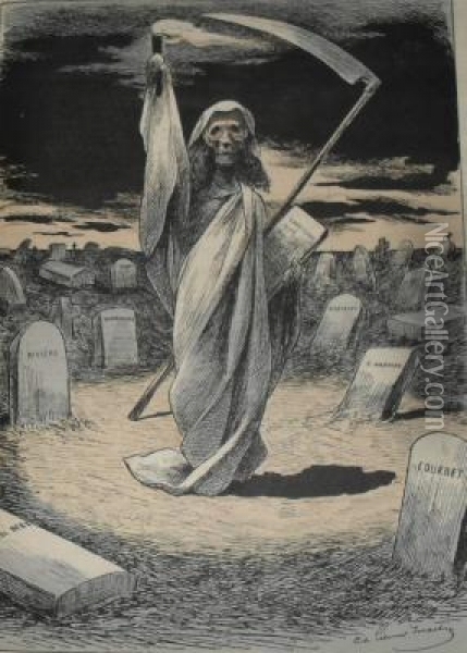 Death illuminating Tonkin Oil Painting - Charles Gilbert-Martin