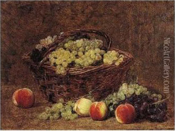 Panier De Raisins Blancs Et De Peches Oil Painting - Ignace Henri Jean Fantin-Latour