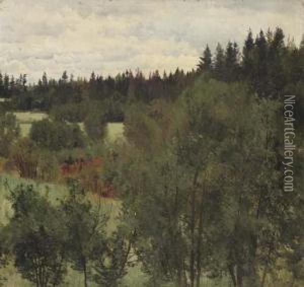 An Extensive Wooded Landscape Oil Painting - Andrei Nikolaevich Shilder