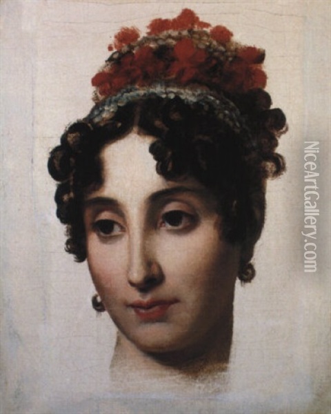 Portrait De La Duchesse De Bassano(?) Oil Painting - Francois Pascal Simon Gerard