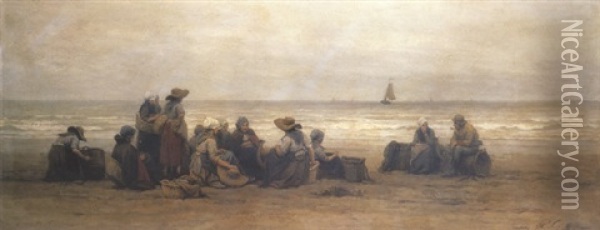Awaiting The Return Of The Fishing Fleet Oil Painting - Philip Lodewijk Jacob Frederik Sadee