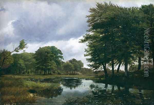 Landscape at Silkeborg Oil Painting - Louis Gurlitt