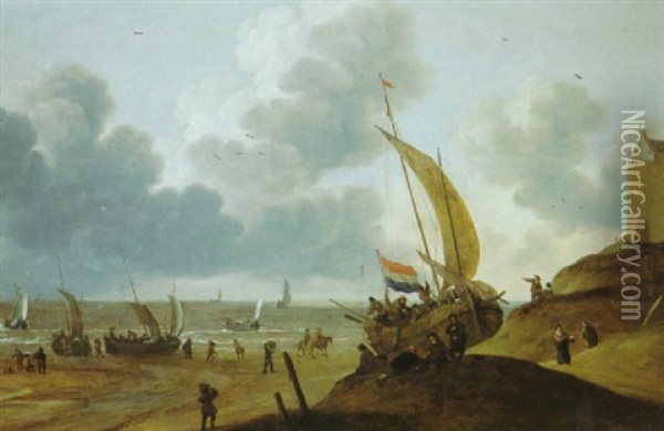 Am Strand Bei Scheveningen Oil Painting - Hendrick De Meijer