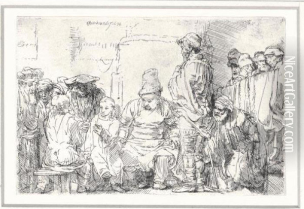 Christ Disputing With The Doctors (b., Holl.64; H.277; Bb.54-e) Oil Painting - Rembrandt Van Rijn