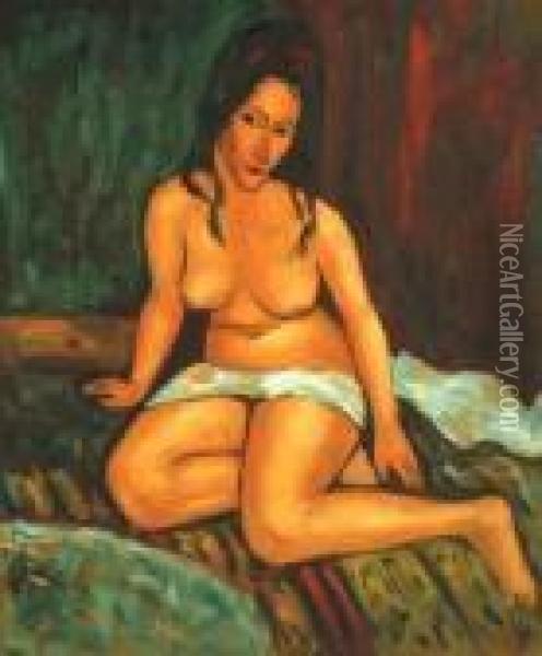 Seated Nude Oil Painting - Amedeo Modigliani