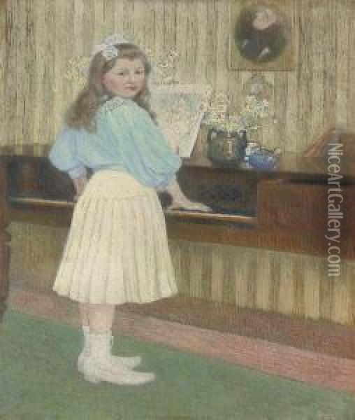 The First Piano Lesson Oil Painting - Charles Dehoy