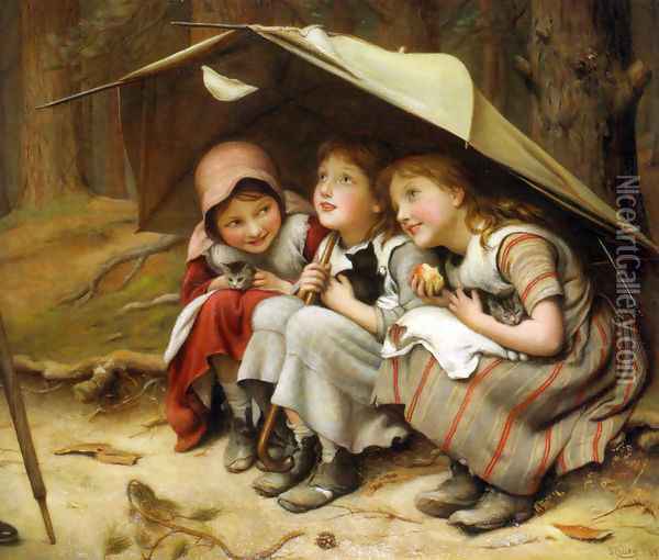 Three Little Kittens Oil Painting - Joseph Clark