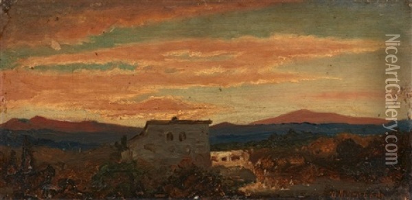 Oil Sketch Of A Southern Landscape Oil Painting - Oswald Achenbach