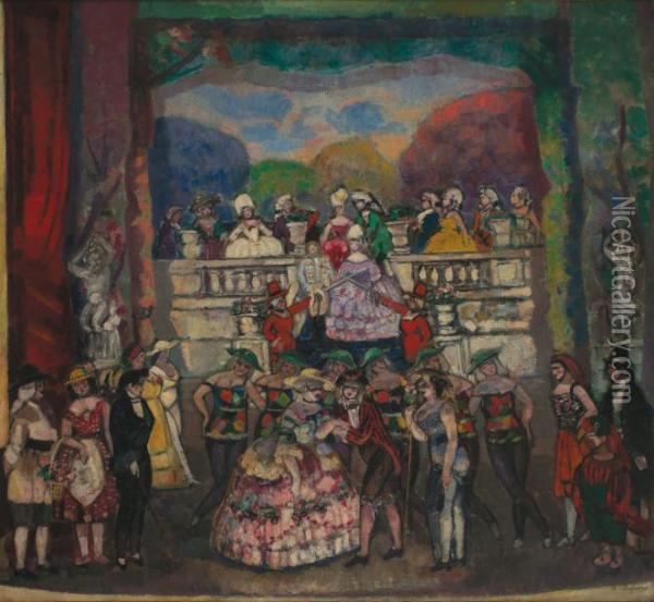 Final De La Revue Du Cafe-concert Oil Painting - Charles Georges Dufresne