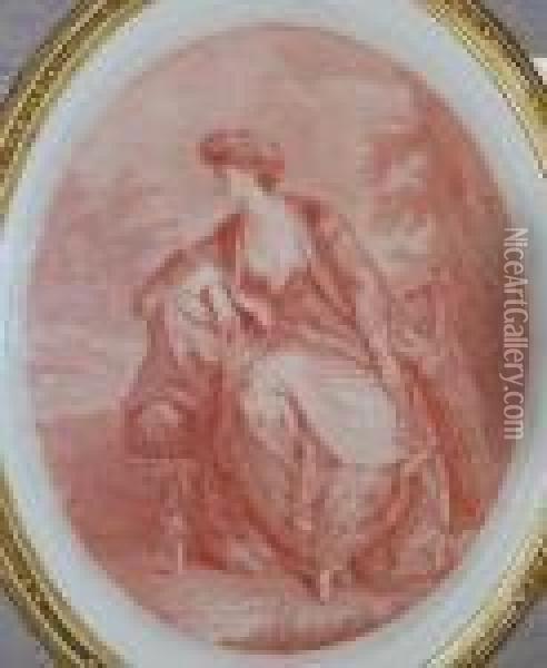 Figure Seated In A Classical Landscape Oil Painting - Angelica Kauffmann
