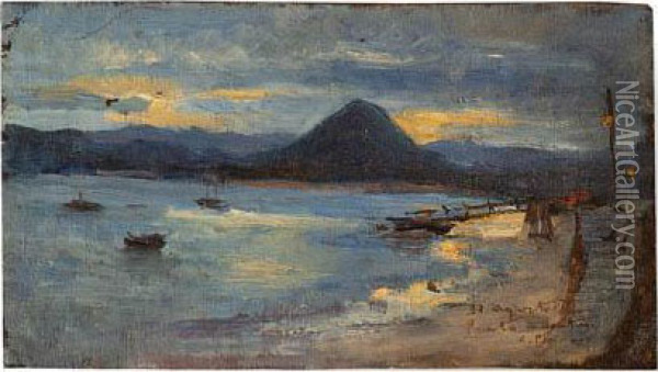 Puerto De Santona Oil Painting - Cecilio Pla Y Gallardo