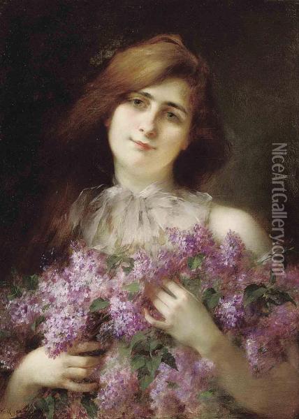 The Lilac Bouquet Oil Painting - Serkis Diranian