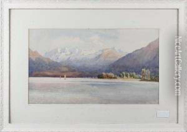 Alpine Lake Scene Oil Painting - Helga Von Cramm