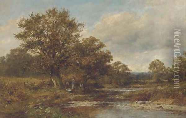 By the brook, Mathon Oil Painting - David Bates