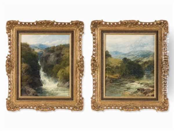 2 Welsh River Landscapes Oil Painting - John Brandon Smith