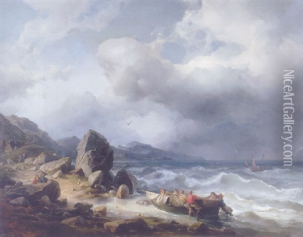 Sturm An Der Norwegischen Kuste Oil Painting - Friedrich Johann C.E. Preller the Elder
