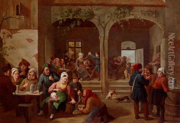 Merrymaking In The Tavern Oil Painting - Constantin Fidele Coene