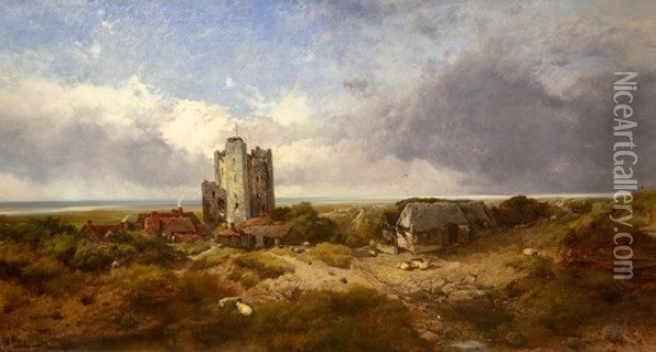 ORFORD CASTLE, SUFFOLK, SIGNED AND DATED  Oil Painting - Henry Bright
