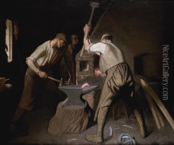 Our Blacksmith Oil Painting - Sir George Clausen