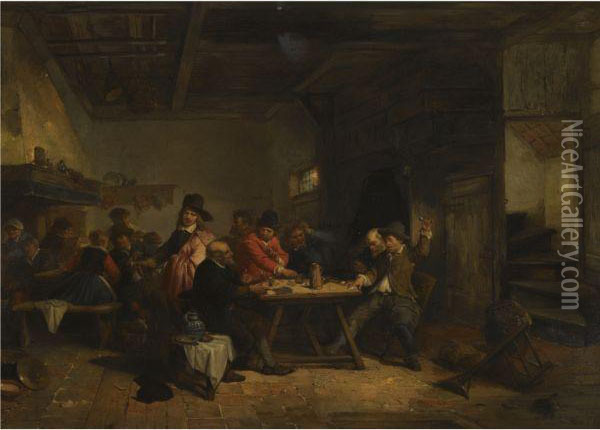 The Gamblers Oil Painting - Herman Frederik Carel ten Kate