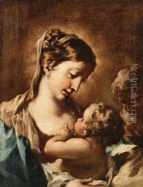The Holy Family Oil Painting - Giovanni Antonio Pellegrini