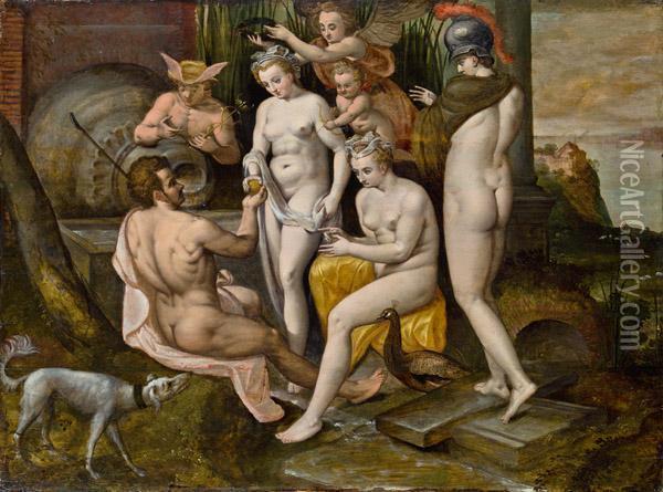 Das Urteil Des Paris Oil Painting - Frans I Vriendt (Frans Floris)