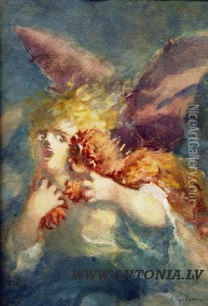 Fleeing Angel Oil Painting - Stanislav Birnbaum