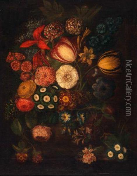 Still Life Study Of Mixed Flowers Oil Painting - Jan van Os