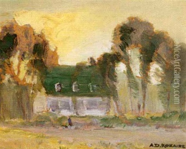 House And Trees Oil Painting - Arthur Dominique Rozaire
