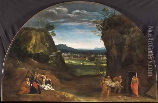 Landscape with the Deposition of Christ Oil Painting - Francesco Albani