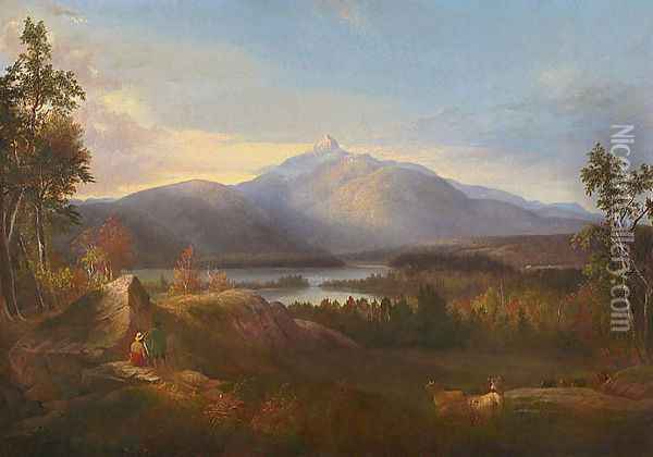 Chocorua Peak, Pond and Adjacent Scenery Oil Painting - Alvan Fisher