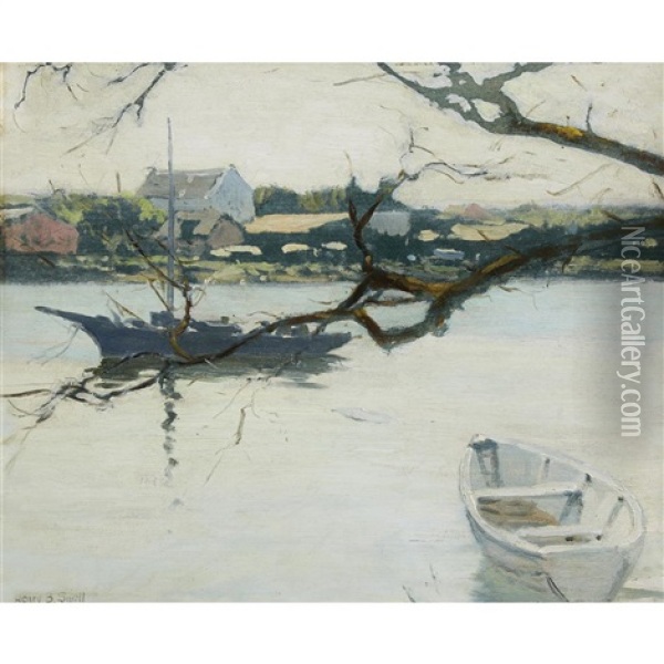 Branches And Boats Oil Painting - Henry Bayley Snell