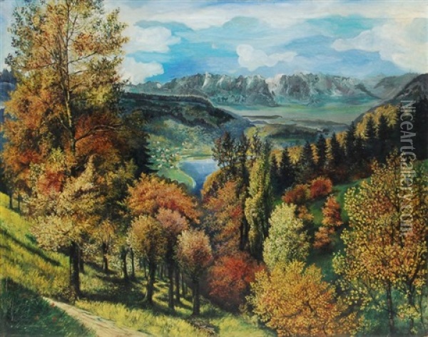 Herbstliche Landschaft Oil Painting - Pol (Paul) Cassel