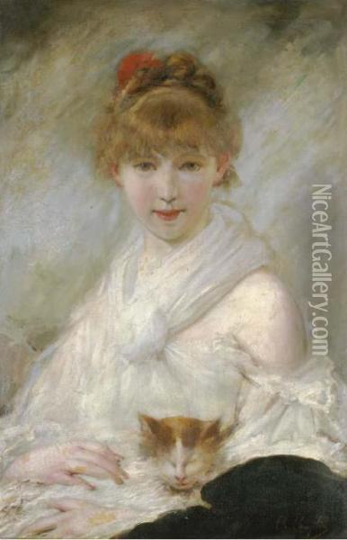 Portrait Of A Lady Oil Painting - Charles Josua Chaplin