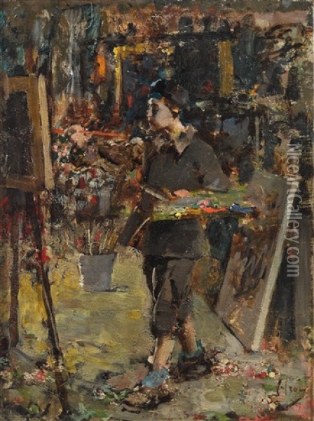The Young Painter Oil Painting - Vincenzo Irolli