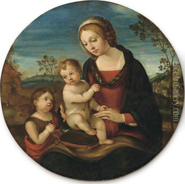 Madonna Col Bambino E San Giovannino Oil Painting - Vincenzo Rustici