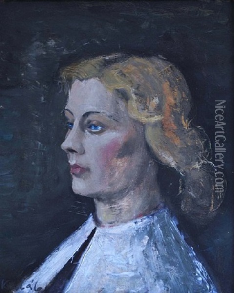 Woman's Portrait Oil Painting - Frantisek Kalab