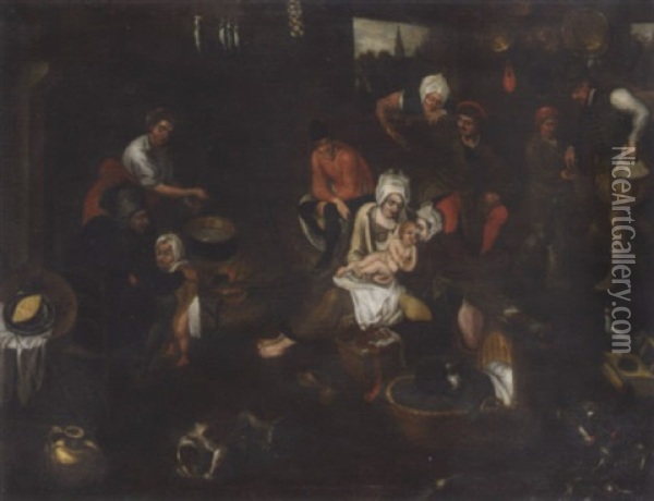 The Formal Visit Oil Painting - Marten van Cleve the Elder