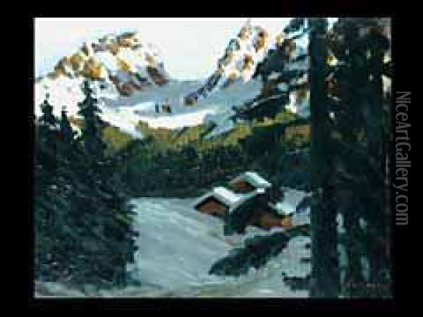 Verschneite Alm In Kitzbuhel Oil Painting - Fritz Scherer