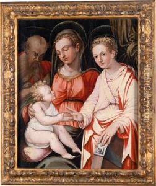The Virgin And Child With St Joseph And Stcatherine Oil Painting - Giorgio Vasari