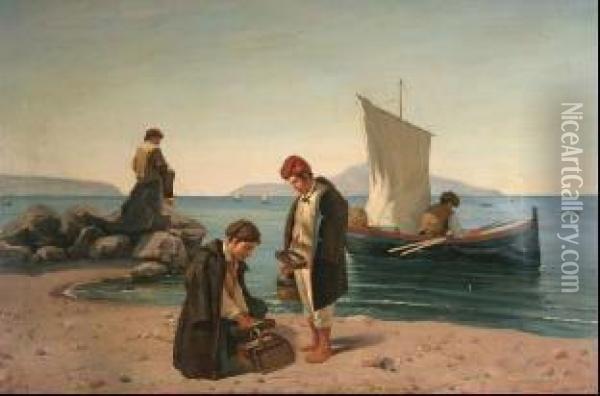 La Divisione Della Pesca Oil Painting - Achille Mollica