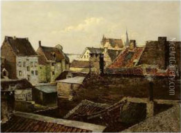 Over The Rooftops Oil Painting - Fritz Beinke
