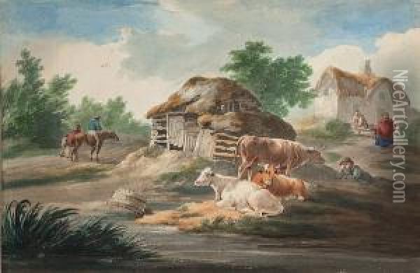 A Rural Idyll Oil Painting - Peter La Cave