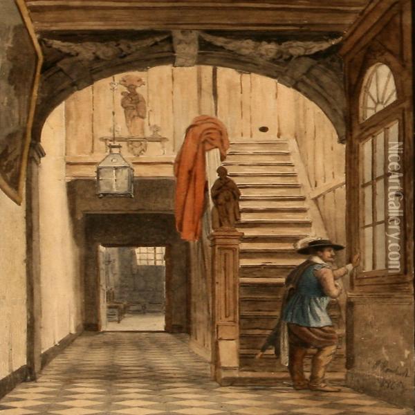 In A House From The 16th Century Inantwerpen Oil Painting - Peter Kornbeck