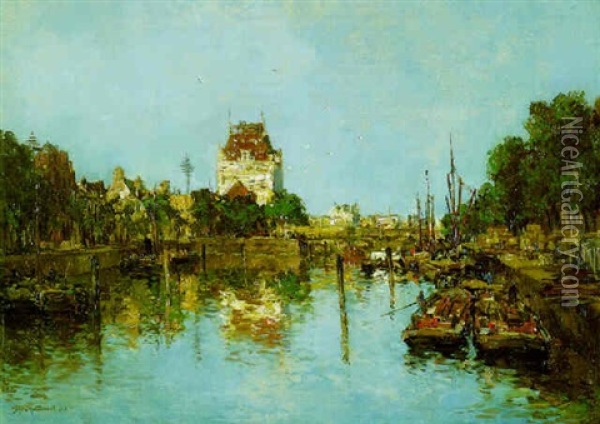 The Haringvliet, Rotterdam Oil Painting - Johan Hendrik van Mastenbroek