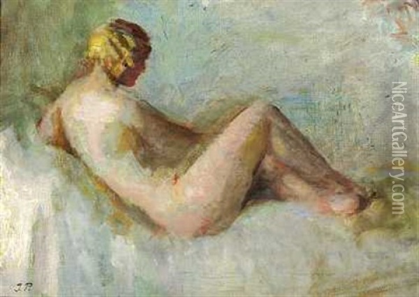 Nogen Kvindelig Model Pa Et Hvidt Leje Oil Painting - Julius Paulsen