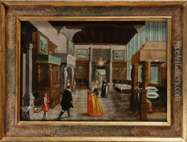 La Visite A La Courtisane Oil Painting - Bartholomeus Van Bassen