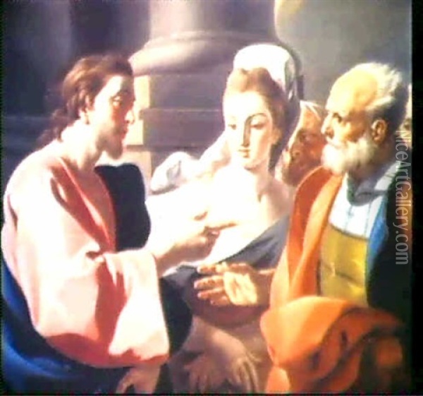 Cristo E L'adultera Oil Painting - Francesco de Mura