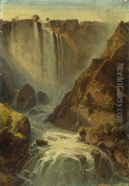 Das Wasserfall Von Terni Oil Painting - Ferdinand Bellermann