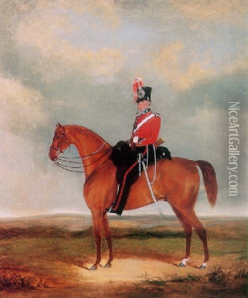 A Portrait Of A Military Officer On His Mount Oil Painting - George Henry Laporte
